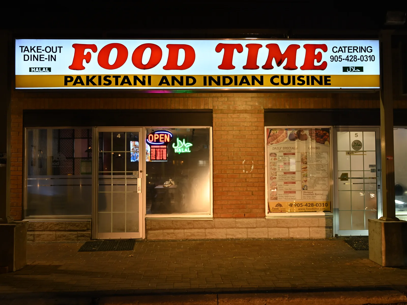 Food Time Pickering storefront — red & white signage